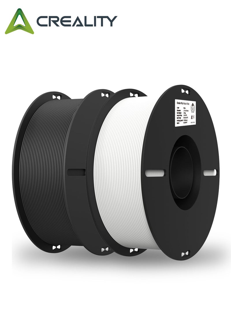Creality 3D 3D Printer Filament, PLA Filament 1.75mm Bundle 2Kg for 3D Printing, Ender PLA Filament No-Tangling, Strong Bonding, Overhang Performance, Accuracy +/- 0.02mm (Black & White 2-Pack) Ender PLA 2 Pack  - Image 1