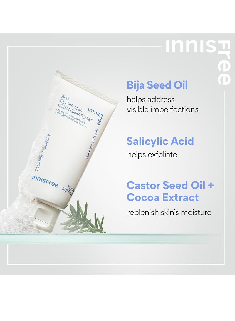 إنِّسفري Bija Clarifying Cleansing Foam with Salicylic Acid and Castor Seed Oil, Korean Face Wash, Sulfate Free 150 mlml  - Image 2