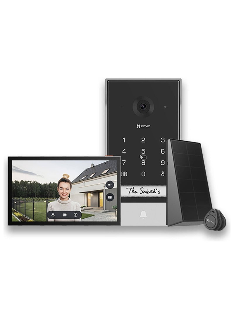 EZVIZ EP7 2K Smart Home Video Doorphone – 7-Inch Touch Screen, Solar-Powered with Removable Lithium Battery, Wi-Fi HaLow™ Technology, Remote Door/Gate Unlock, Two-Way Audio, Passcode & RFID Unlock, Built-In Keypad, Weatherproof IP65 Design, Supports MicroSD (Up to 512GB) & EZVIZ Cloud Storage, Remote Control via EZVIZ App, IR Night Vision, Multiple Ringtones, Long-Range Wi-Fi (Up to 350m), Ideal for Large Homes & Villas  - Image 1