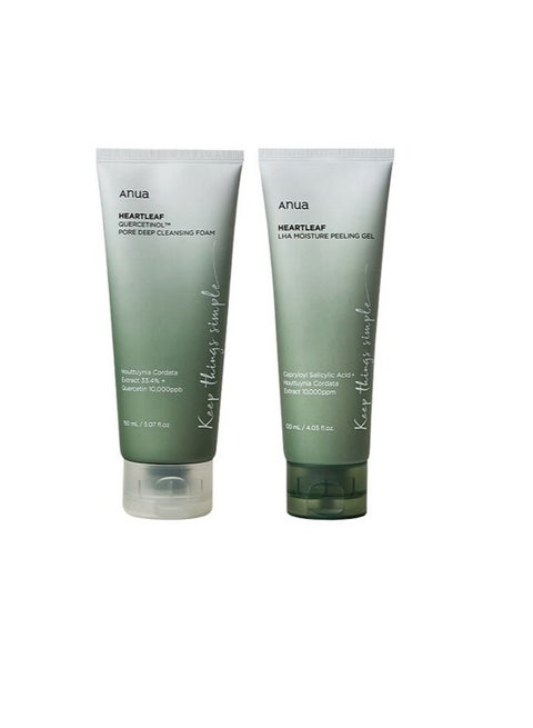 2Peice -Heartleaf Quercetinol Pore Deep Cleansing Foam 150ml + Heartleaf LHA Moisture Peeling Gel 120ml