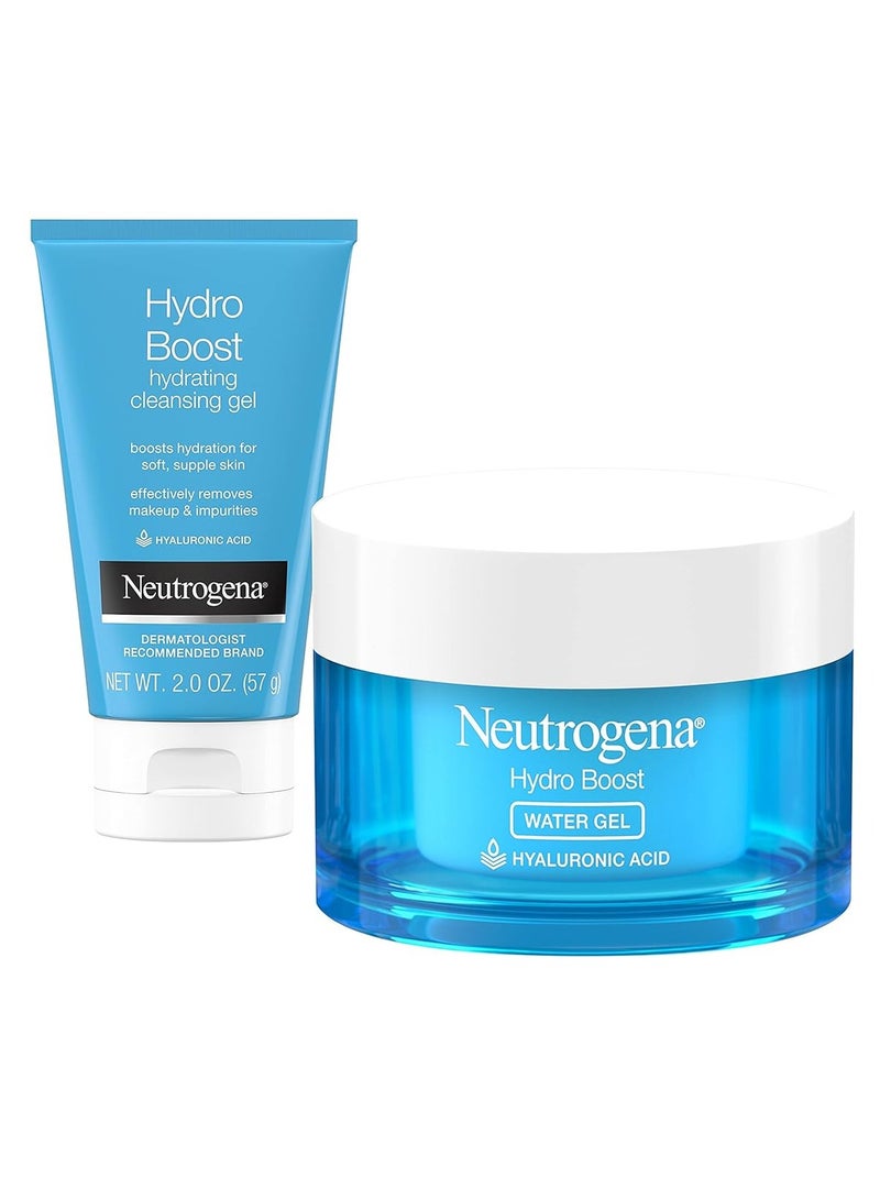 نيوتروجينا Hydro Boost Water Gel Daily Facial Moisturizer with Hyaluronic Acid, 1.7 fl. oz, Hydro Boost Hydrating Facial Cleansing Gel with Hyaluronic Acid, 2 oz, Travel Size 2 ozounce - Image 1