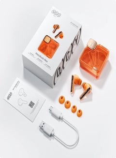 QCY MeloBuds Neo Wireless Earbuds, Bluetooth 5.3 Earphones with HiFi Stereo Deep Bass, Personalized EQs, 4 Mics ENC Calls, LED Power Display, 24H Playtime, Dual Connection, IPX5 Waterproof - Orange orange  - Image 4