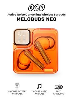 QCY MeloBuds Neo Wireless Earbuds, Bluetooth 5.3 Earphones with HiFi Stereo Deep Bass, Personalized EQs, 4 Mics ENC Calls, LED Power Display, 24H Playtime, Dual Connection, IPX5 Waterproof - Orange orange  - Image 1