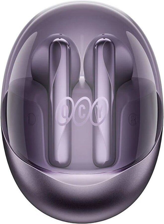 QCY - QT32 AilyBuds Clear Wireless Earbuds, 5.3 Bluetooth Connection, 13mm Drivers, Low Latency Mode, In-Ear Lightweight Design, 10-Minutes Quick Charge and 22.5 Hours Long Battery Life - purple - Image 1