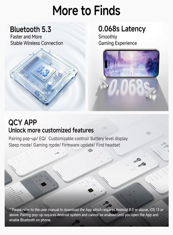 QCY - QT32 AilyBuds Clear Wireless Earbuds, 5.3 Bluetooth Connection, 13mm Drivers, Low Latency Mode, In-Ear Lightweight Design, 10-Minutes Quick Charge and 22.5 Hours Long Battery Life - purple - Image 1
