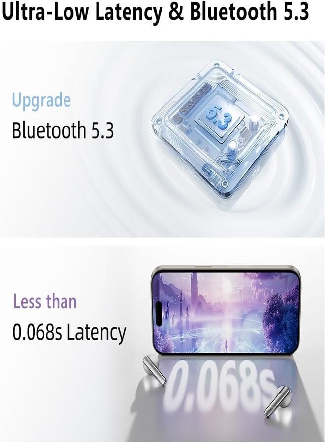 QCY - QT32 AilyBuds Clear Wireless Earbuds, 5.3 Bluetooth Connection, 13mm Drivers, Low Latency Mode, In-Ear Lightweight Design, 10-Minutes Quick Charge and 22.5 Hours Long Battery Life - white - Image 1