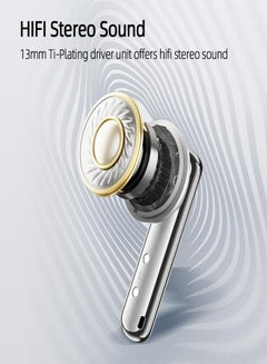 QCY QT32 AilyBuds Clear Wireless Earbuds, 5.3 Bluetooth Connection, 13mm Drivers, Low Latency Mode, In-Ear Lightweight Design, 10-Minutes Quick Charge and 22.5 Hours Long Battery Life - white  - Image 3