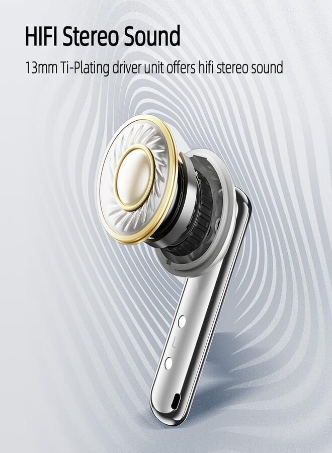 QCY - QT32 AilyBuds Clear Wireless Earbuds, 5.3 Bluetooth Connection, 13mm Drivers, Low Latency Mode, In-Ear Lightweight Design, 10-Minutes Quick Charge and 22.5 Hours Long Battery Life - white - Image 1