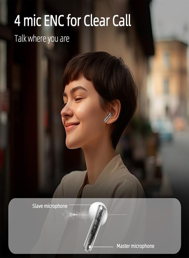 QCY - QT32 AilyBuds Clear Wireless Earbuds, 5.3 Bluetooth Connection, 13mm Drivers, Low Latency Mode, In-Ear Lightweight Design, 10-Minutes Quick Charge and 22.5 Hours Long Battery Life - white - Image 1