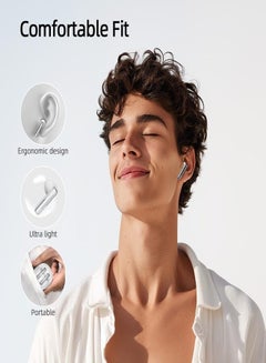 QCY QT32 AilyBuds Clear Wireless Earbuds, 5.3 Bluetooth Connection, 13mm Drivers, Low Latency Mode, In-Ear Lightweight Design, 10-Minutes Quick Charge and 22.5 Hours Long Battery Life - white  - Image 2