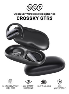 QCY Crossky GTR2 Open Ear Earbuds, Bluetooth Headphones 5.4 Wireless Earbuds with Earhooks, 28H Playtime, Muiltpoint Connection, IPX5 Waterproof, Comfortable Ear Buds Compatible with iPhone & Android - black  - Image 1
