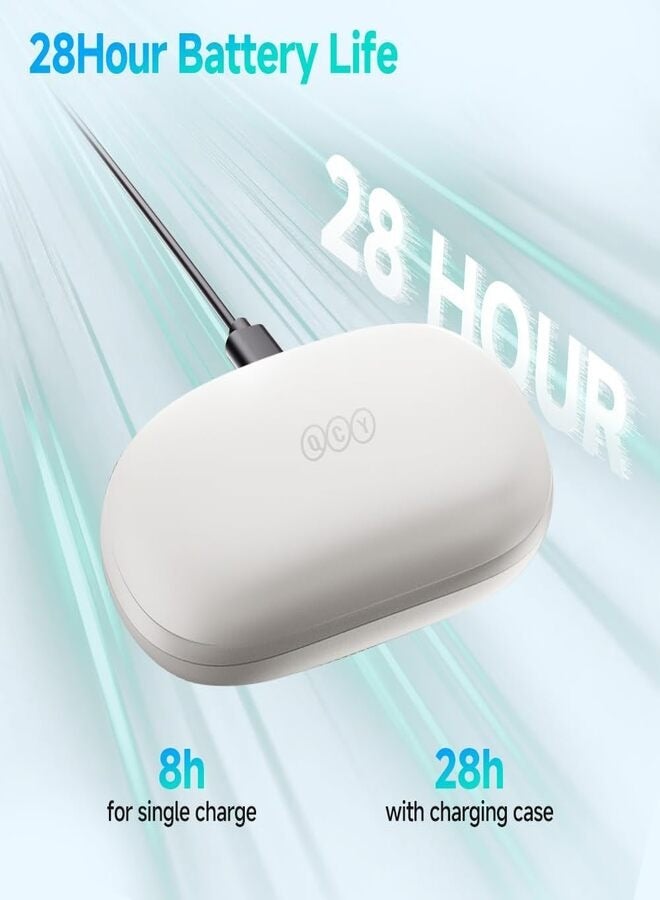 QCY - Crossky GTR2 Open Ear Earbuds, Bluetooth Headphones 5.4 Wireless Earbuds with Earhooks, 28H Playtime, Muiltpoint Connection, IPX5 Waterproof, Comfortable Ear Buds Compatible with iPhone & Android - white - Image 1