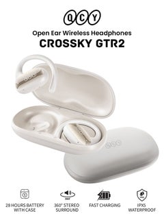 QCY Crossky GTR2 Open Ear Earbuds, Bluetooth Headphones 5.4 Wireless Earbuds with Earhooks, 28H Playtime, Muiltpoint Connection, IPX5 Waterproof, Comfortable Ear Buds Compatible with iPhone & Android - white  - Image 1