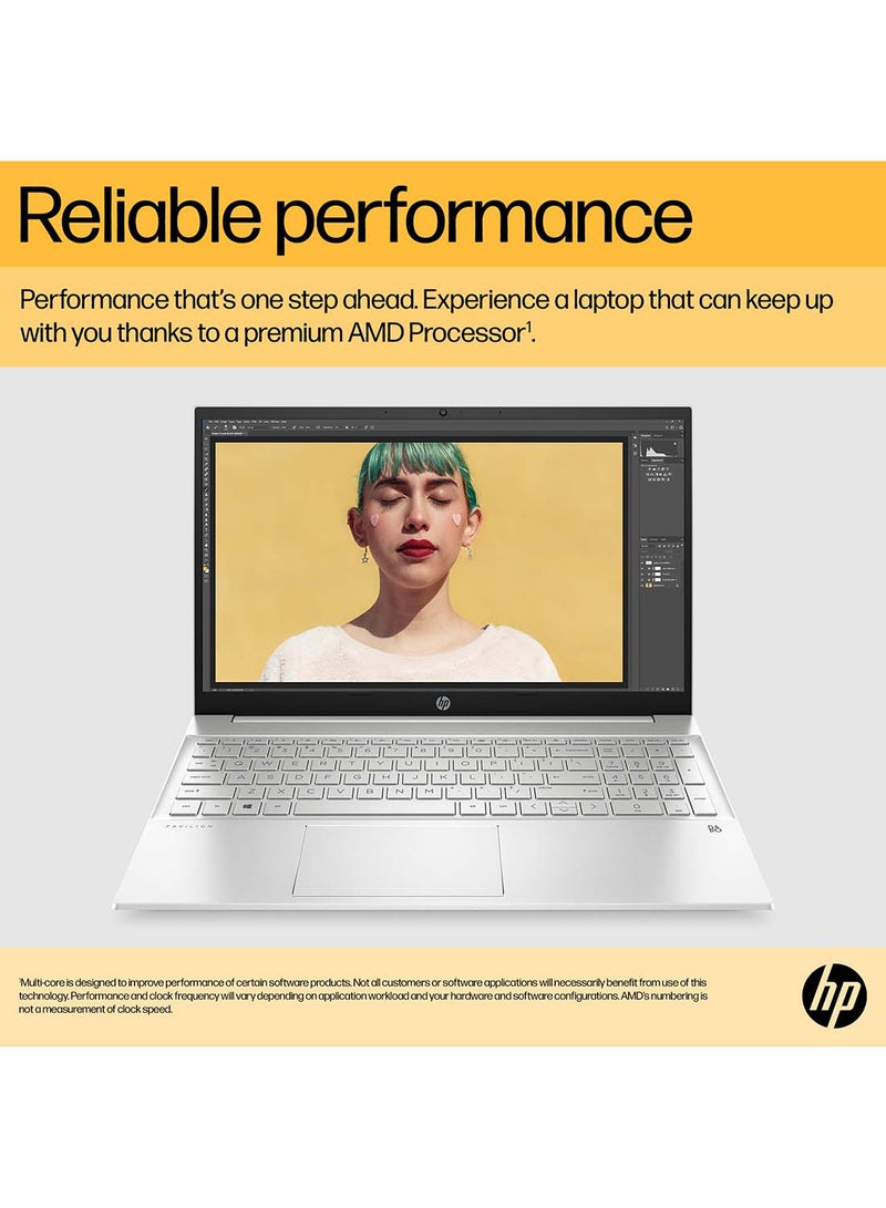 HP Pavilion 15-eh2085cl Laptop With 15.6-Inch FHD IPS Touchscreen, AMD Ryzen 7 5825U Processor/16GB RAM/512GB SSD/AMD Radeon Graphics/Windows 11 Home English Silver  - Image 5