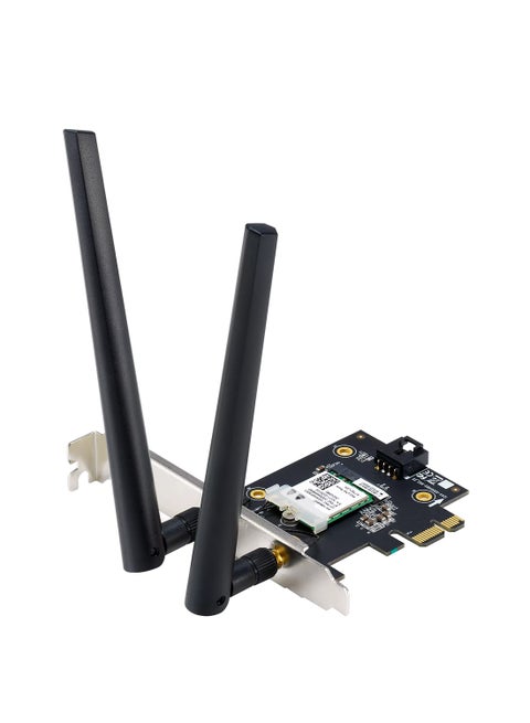 PCE-AX1800 WiFi 6 PCIe Adapter (1800 Mbps, Dual-Band 2.4GHz: 574 Mbps / 5GHz: 1201 Mbps, Bluetooth 5.2, WPA3 Security, OFDMA & MU-MIMO, Windows 10 64-bit, Dual External Antennas) Black