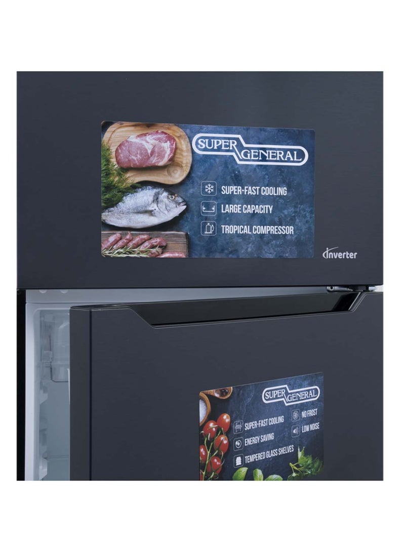 سوبر جنرال 413 Liters And 14.6 Cu/ft Top-Mount Refrigerator-Freezer, No-Frost, Lock & Key KSGR505 Inox  - Image 3