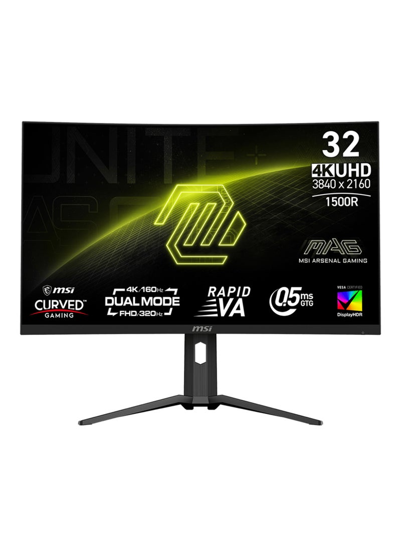MSI MAG 321CUPDF 31.5" 4K UHD Curved Gaming Monitor (1500R) | Rapid VA Panel, 320Hz Dual Mode (FHD), 0.5ms Response Time, AMD FreeSync Premium, VESA DisplayHDR 400, 93% Adobe RGB, 97% DCI-P3, 136% sRGB, 178° Viewing Angle, 1.07 Billion Colors, Anti-Glare, HDMI 2.1, DisplayPort 1.4, Type-C, PIP/PBP, Adjustable Height & Tilt, VESA Mount, Frameless Design | 9S6-3DC54A-036 Black  - Image 1