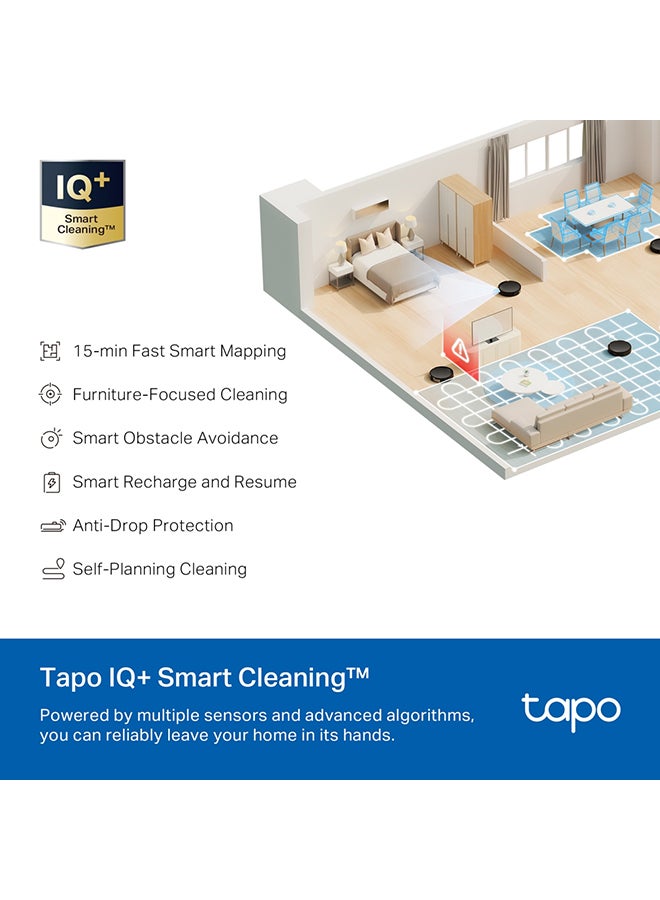TP-LINK - 5300Pa Suction Robot Vacuum & Mop with MagSlim™ LiDAR Navigation, Ultra-Slim 83mm Design, Customizable Cleaning, Auto-Charging, and Voice Control for Efficient and Thorough Home Cleaning 45 W Tapo RV20 Max Black - Image 1