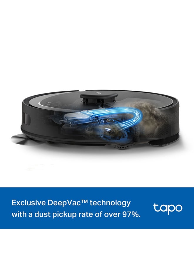 TP-LINK Tapo RV30 Max 5300Pa Hyper Suction Robot Vacuum & Mop with LiDAR+IMU Dual Navigation, Auto-Empty Dock, Smart Cleaning, Multi-Floor Mapping, Carpet Avoidance, and Voice Control for Effortless, Spotless Home Cleaning 45 W Tapo RV30 Max Black - Image 4