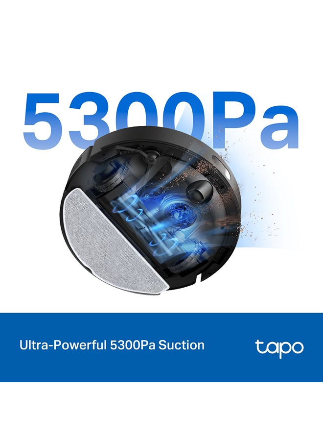 TP-LINK Tapo RV30 Max 5300Pa Hyper Suction Robot Vacuum & Mop with LiDAR+IMU Dual Navigation, Auto-Empty Dock, Smart Cleaning, Multi-Floor Mapping, Carpet Avoidance, and Voice Control for Effortless, Spotless Home Cleaning 45 W Tapo RV30 Max Black - Image 2