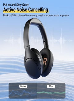 QCY H3 LITE Active Noise Cancelling Headphones, Over-ear Bluetooth Headsets with Ambient Mode, 60H Playtime, Clear Calls, Mutipoint Wired and Wireless Connection - Black black  - Image 5