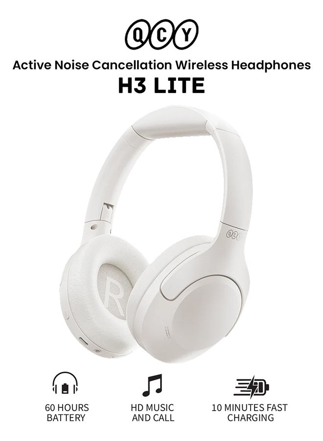 QCY H3 LITE Active Noise Cancelling Headphones, Over-ear Bluetooth Headsets with Ambient Mode, 60H Playtime, Clear Calls, Mutipoint Wired and Wireless Connection - White  - Image 1
