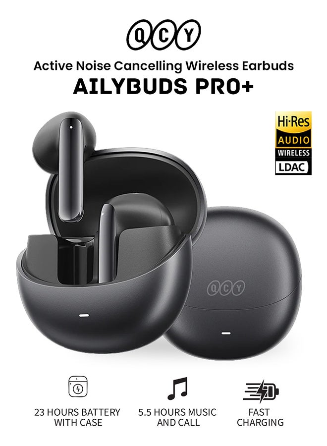 QCY - AilyBuds Pro+ Wireless Earbuds, LDAC Hi-Res Sound Bluetooth Earphones, Adaptive Noise Canceling Earbuds, 30H Playtime, Multipoint Connection, 6 Mics ENC Calls, App Customize EQ - black - Image 1