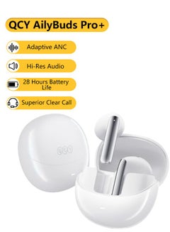 QCY AilyBuds Pro+ Wireless Earbuds, LDAC Hi-Res Sound Bluetooth Earphones, Adaptive Noise Canceling Earbuds, 30H Playtime, Multipoint Connection, 6 Mics ENC Calls, App Customize EQ - White  - Image 1