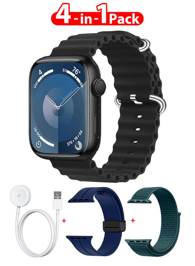 MARGOUN Smart Watch Fitness Tracker 44mm for Android and Ios with 3 Replacement Bands and Charging Cable - Multicolour-1 - Image 1