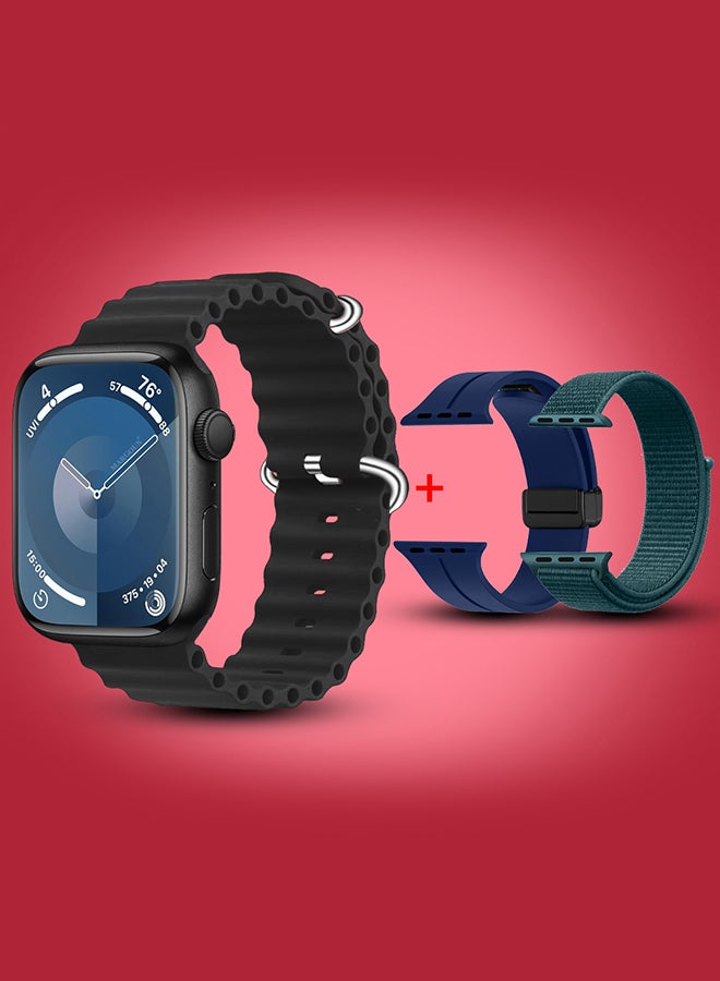 MARGOUN Smart Watch Fitness Tracker 44mm for Android and Ios with 3 Replacement Bands and Charging Cable - Multicolour-1 - Image 3