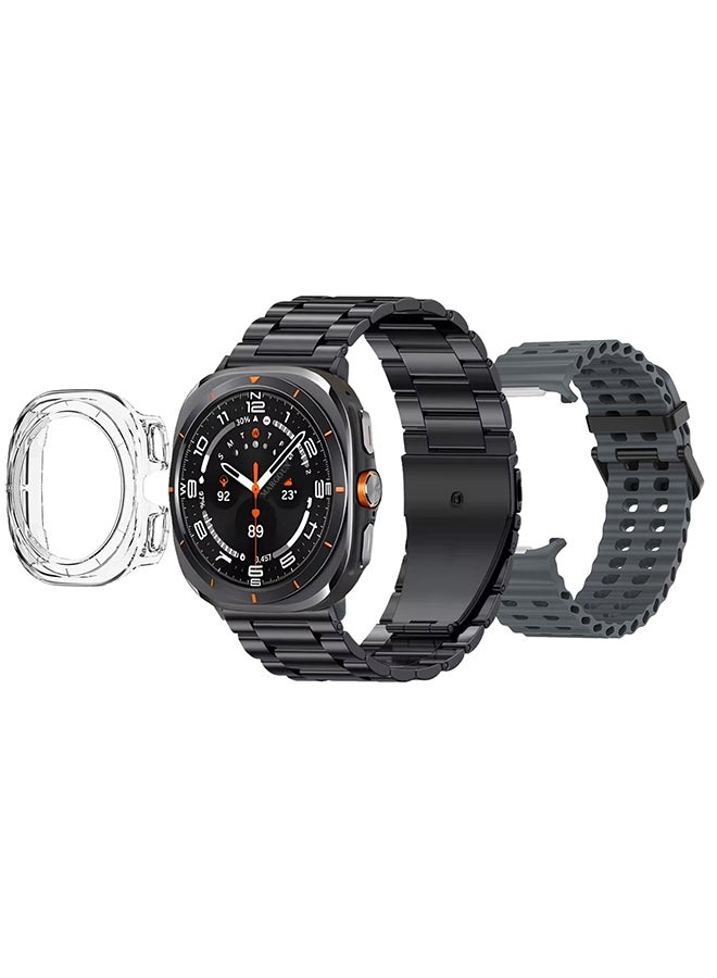 MARGOUN SK7 Ultra Smartwatch Bundle With Accessories Including 1 Black Stainless Steel Band 1 Dark Grey Silicone Band a Charging Cable and a TPU Case Protector Dark Grey - Image 3