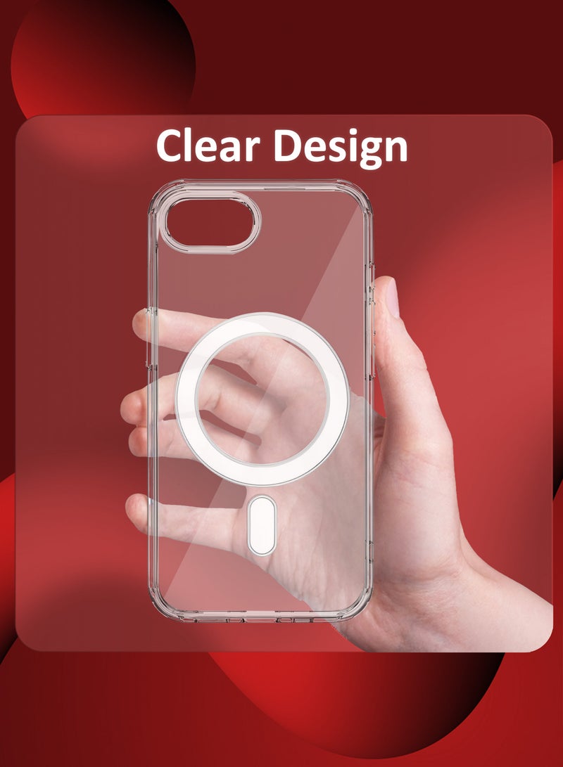 MARGOUN iPhone 16E 3Packs Case Cover Ultra Durable MagSafe Shockproof Slim and Scratch Resistant Premium MagSafe Case with Two 3D Screen Protectors - Clear Magnetic Clear-3 - Image 4