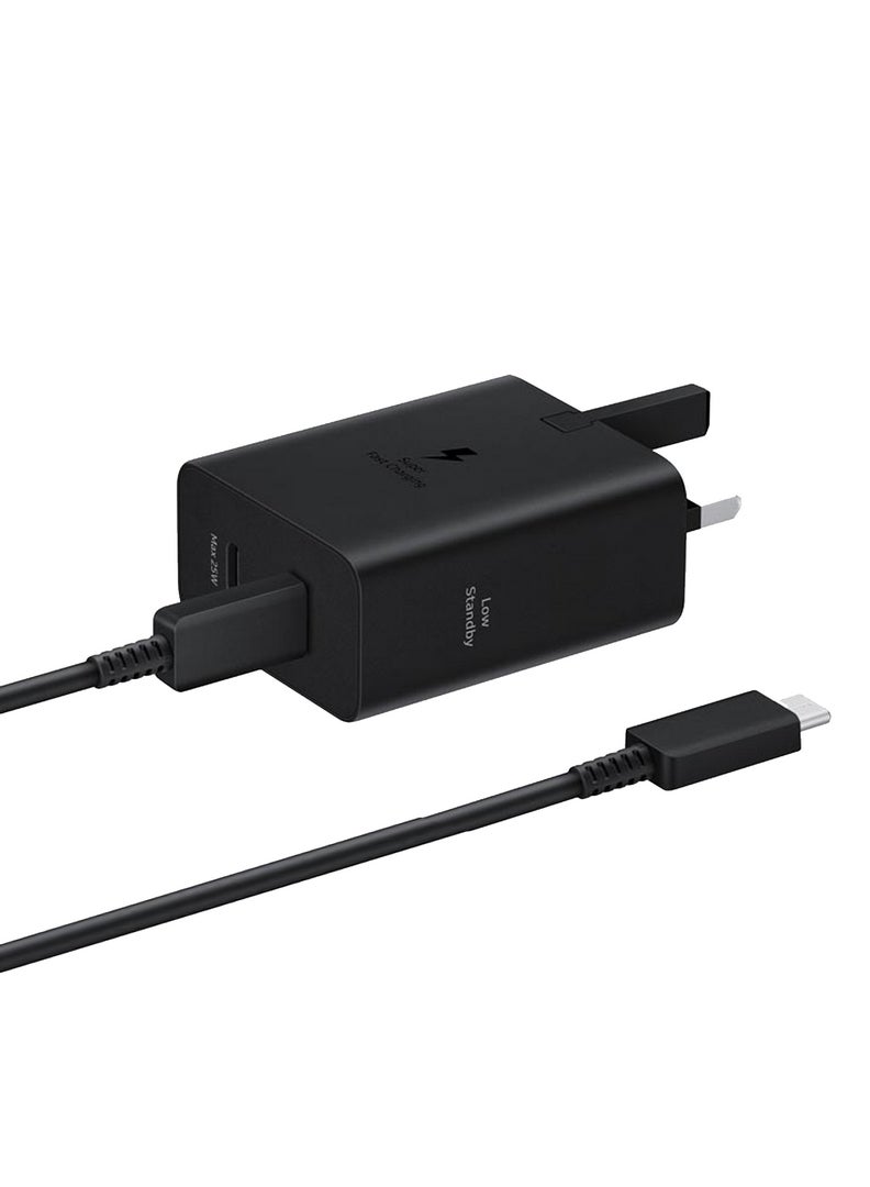 Samsung - 50W Duo Power Adapter with USB-C Cable 5A 1.8m Dual-Port Fast Charging 3-Pin for Multiple Devices - Black Black - Image 1