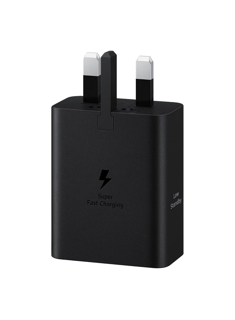 Samsung - 50W Duo Power Adapter with USB-C Cable 5A 1.8m Dual-Port Fast Charging 3-Pin for Multiple Devices - Black Black - Image 1