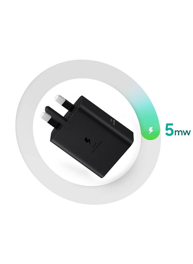Samsung - 50W Duo Power Adapter with USB-C Cable 5A 1.8m Dual-Port Fast Charging 3-Pin for Multiple Devices - Black Black - Image 1