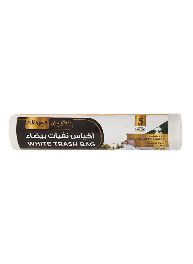 packwell Packwell Trash Bag Garbage Bag Strong & Bio-Degradable Heavy Duty Disposable Garbage 30 Pcs 46x52 cm Pack of 5 Pcs Roll White  - Image 2