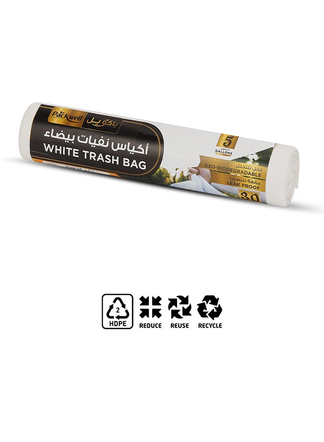 packwell Packwell Trash Bag Garbage Bag Strong & Bio-Degradable Heavy Duty Disposable Garbage 30 Pcs 46x52 cm Pack of 5 Pcs Roll White  - Image 4