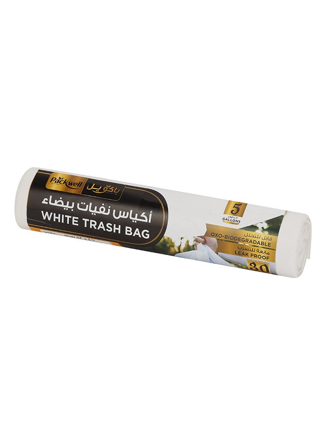 packwell Packwell Trash Bag Garbage Bag Strong & Bio-Degradable Heavy Duty Disposable Garbage 30 Pcs 46x52 cm Pack of 5 Pcs Roll White  - Image 3