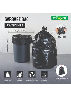 packwell Packwell Trash Bag Garbage Bag Black Strong & Bio-Degradable Heavy Duty Disposable Garbage 15 Pcs 80x110 cm Pack Of 2 Pcs Roll Black  - Image 5