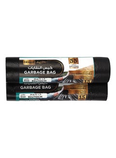 packwell Packwell Trash Bag Garbage Bag Black Strong & Bio-Degradable Heavy Duty Disposable Garbage 15 Pcs 80x110 cm Pack Of 2 Pcs Roll Black  - Image 1