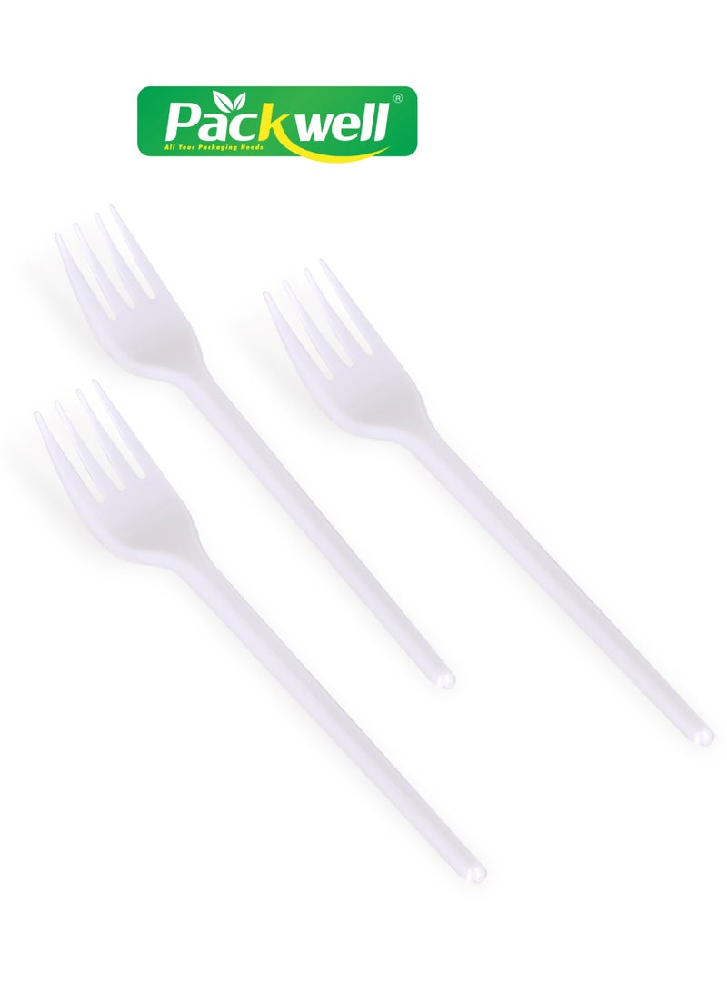 packwell Plastic Normal Fork- PWCT1602| 50 Pieces. 2.3 Grams Each, Premium-Quality, BPA-Free, Food grade and Hygienic| Perfect for Parcels, Large Gatherings, Takeout, Etc White 50 pcs  - Image 4