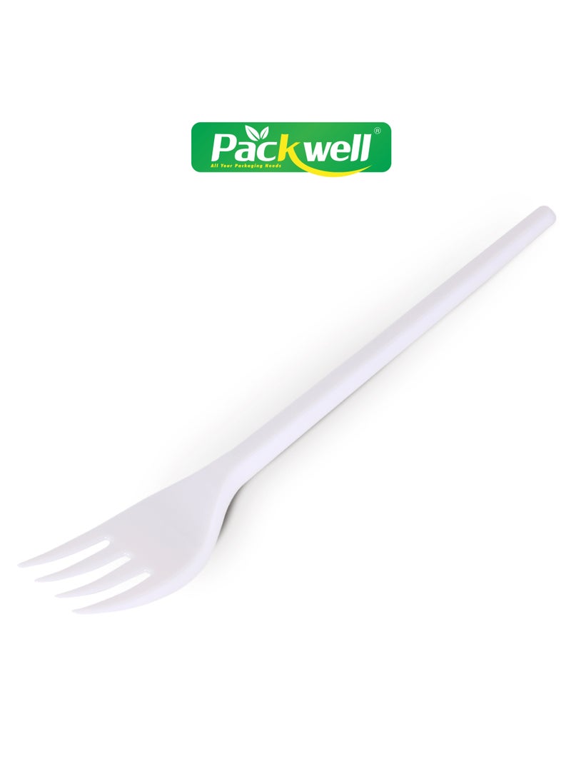 packwell Plastic Normal Fork- PWCT1602| 50 Pieces. 2.3 Grams Each, Premium-Quality, BPA-Free, Food grade and Hygienic| Perfect for Parcels, Large Gatherings, Takeout, Etc White 50 pcs  - Image 5
