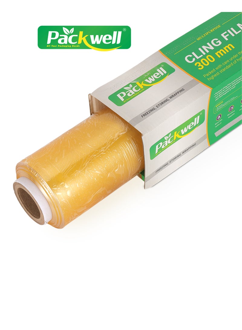 packwell Packwell 30 cm Cling Film 1kg - PWCF301001, Premium-Quality, BPA-Free, Food-grade and Hygienic, Perfect for Freezing, Packing, Storing, Etc Clear  - Image 1