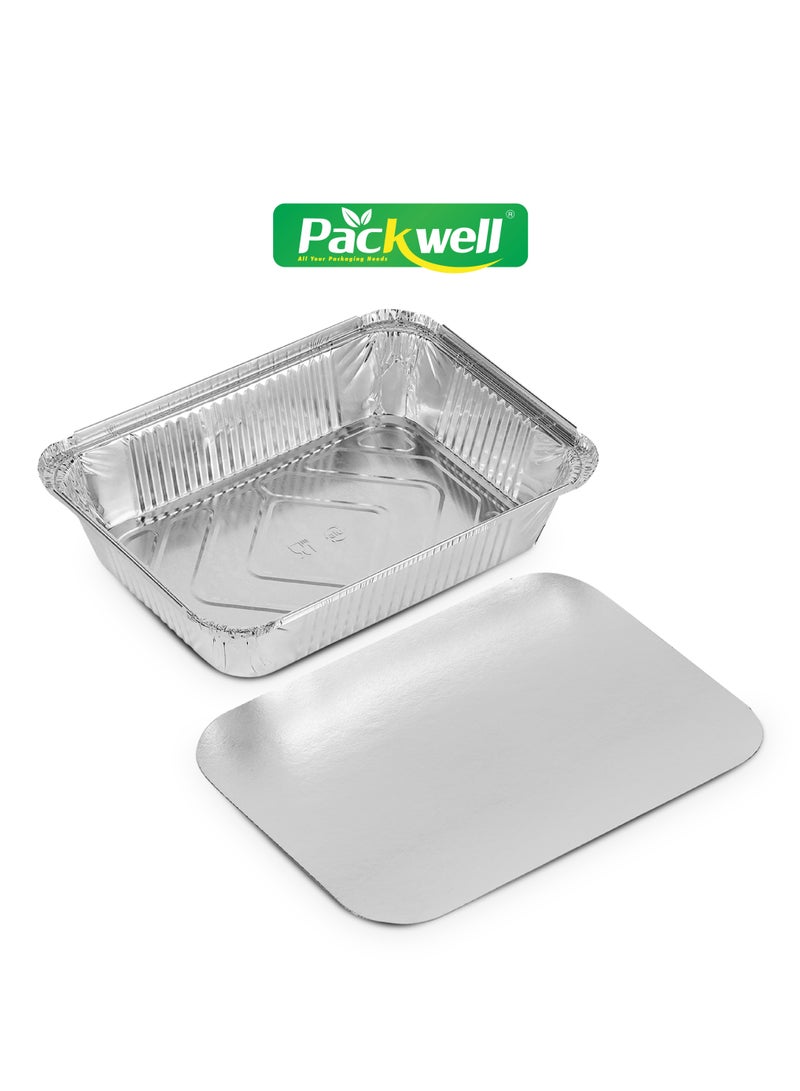 packwell Packwell 1850 ml Aluminum Container With Lid 10pcs PWRP1944 10 Containers, BPA-Free, Food Grade and Hygienic Silver  - Image 2