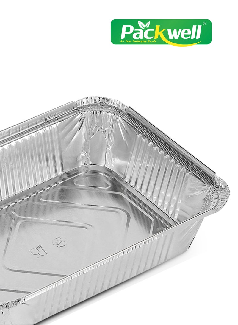 packwell Packwell 1850 ml Aluminum Container With Lid 10pcs PWRP1944 10 Containers, BPA-Free, Food Grade and Hygienic Silver  - Image 3