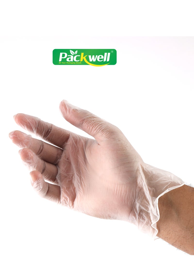 باكويل قفازات فينيل PWVG1002، 100 قطعة، حجم صغير، قفازات للاستخدام مرة واحدة خالية من البودرة لحماية البشرة| قفازات قابلة للتصرف مناسبة للتعامل مع الطعام، مهام التنظيف، الاستخدام الطبي الخفيف، إلخ - Image 2