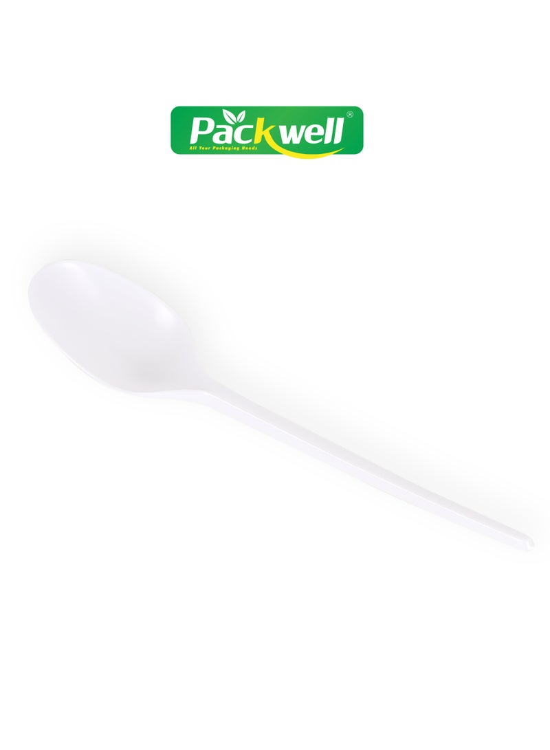 packwell Plastic Spoon 50pcs - PWCT1601 2.3 Grams Each, Premium-Quality, BPA-Free, Foodgrade and Hygienic Perfect for Parcels, Large Gatherings, Takeout, Etc White  - Image 3