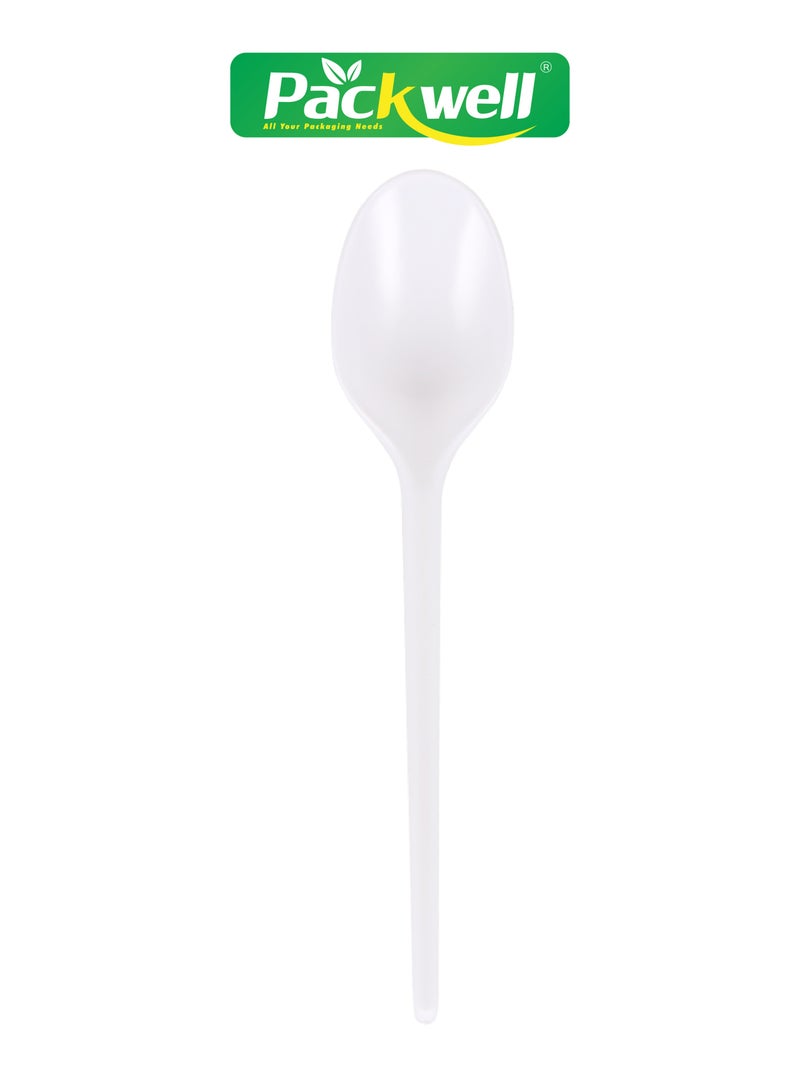 packwell Plastic Spoon 50pcs - PWCT1601 2.3 Grams Each, Premium-Quality, BPA-Free, Foodgrade and Hygienic Perfect for Parcels, Large Gatherings, Takeout, Etc White  - Image 4