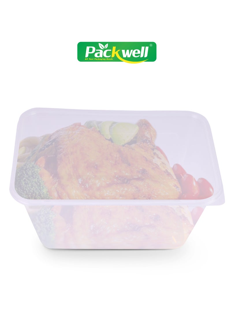 packwell Packwell Microwave Container with Lid 5pcs - PWRP1962 1000 ml, Rectangle Shaped, Pack of 5 BPA-Free, Food grade and Hygienic Perfect for Packing, Storing, Ramadan Food and Iftar Kit Distribution, Etc Clear  - Image 5