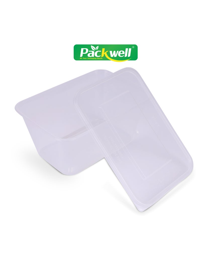 packwell Packwell Microwave Container with Lid 5pcs - PWRP1962 1000 ml, Rectangle Shaped, Pack of 5 BPA-Free, Food grade and Hygienic Perfect for Packing, Storing, Ramadan Food and Iftar Kit Distribution, Etc Clear  - Image 4